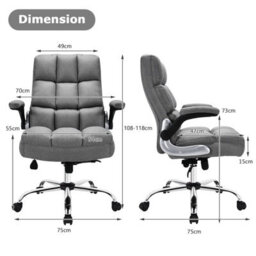 Costway Executive Office Chair Ergonomic High Back Swivel Computer Desk Chair-Grey - thumbnail 2