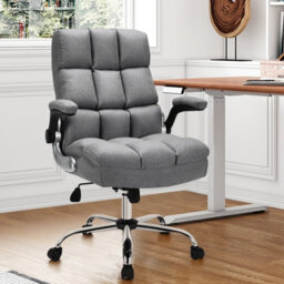 Costway Executive Office Chair Ergonomic High Back Swivel Computer Desk Chair-Grey - thumbnail 3
