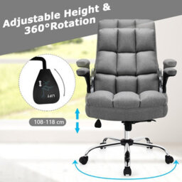 Costway Executive Office Chair Ergonomic High Back Swivel Computer Desk Chair-Grey - thumbnail 6