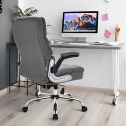 Costway Executive Office Chair Ergonomic High Back Swivel Computer Desk Chair-Grey - thumbnail 4