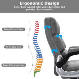 Costway Executive Office Chair Ergonomic High Back Swivel Computer Desk Chair-Grey - thumbnail 7