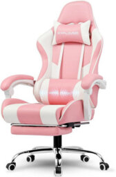Gtplayer Gaming Chair With Footrest, Massage Computer Chairs For Adults, Ergonomic High Back Height Adjustable Pc Chair, Pink - thumbnail 1