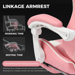 Gtplayer Gaming Chair With Footrest, Massage Computer Chairs For Adults, Ergonomic High Back Height Adjustable Pc Chair, Pink - thumbnail 5