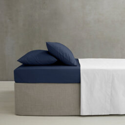 Catherine Lansfield Easy Iron Percale Combed Fitted Sheet 35Cm Depth Navy Blue