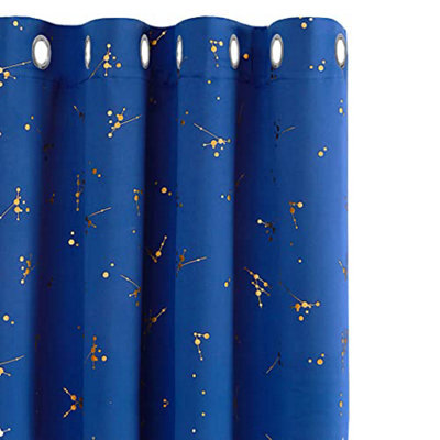 Deconovo Eyelet Blackout Curtains, Gold Constellation Printed Thermal Curtains For Bedroom, 46 X 54 Inch, Royal Blue, 2 Panels - image 1
