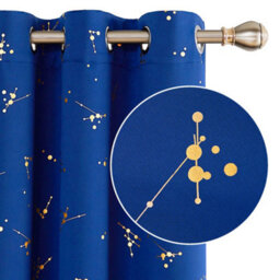 Deconovo Eyelet Blackout Curtains, Gold Constellation Printed Thermal Curtains For Bedroom, 46 X 54 Inch, Royal Blue, 2 Panels - thumbnail 3