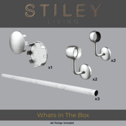 Stiley Living Marble Effect/brushed Silver Stair Handrail Kit 3.6M, Wall Mounted Banister Rail, 10Yr Guarantee - thumbnail 2