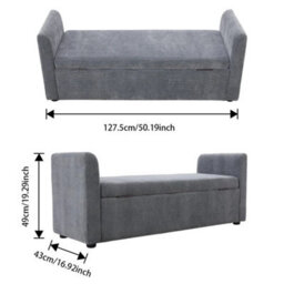 Upholstered Storage Bench Ottoman Seat For Bedroom Living Room Entryway - thumbnail 2