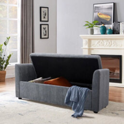 Upholstered Storage Bench Ottoman Seat For Bedroom Living Room Entryway - thumbnail 3