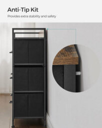 Bedroom Organizer, Chest Of 7 Fabric Drawers, Metal Framed Cabinet, Rustic Brown And Ink Black - thumbnail 5