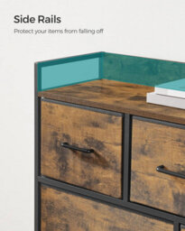 Bedroom Organizer, Chest Of 7 Fabric Drawers, Metal Framed Cabinet, Rustic Brown And Ink Black - thumbnail 4