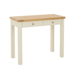 The Furniture Market Marbury Cream Painted Two Drawer Dressing Table Desk Solid Wood Writing Desk Whitewashed Oak Top Bedroom Vanity Or Home Office - thumbnail 5