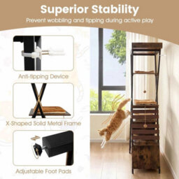 185Cm Cat Tree For Indoor Cats Wooden Cat Tower With Elevated Perch - thumbnail 5