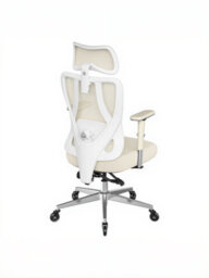LEDREM Office Gaming Chair, Height Adjustable Desk Chair With Lumbar Support, 150 Kg Load, Brown And White - thumbnail 3