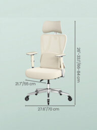 LEDREM Office Gaming Chair, Height Adjustable Desk Chair With Lumbar Support, 150 Kg Load, Brown And White - thumbnail 4