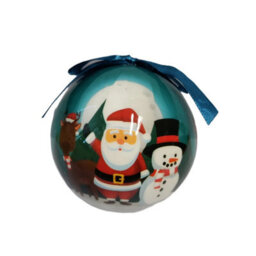 PMS 12 Cute Christmas Bauble Set Boxed Baubles Fun Santa And Friends Decoupage 75mm - thumbnail 5