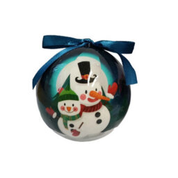 PMS 12 Cute Christmas Bauble Set Boxed Baubles Fun Santa And Friends Decoupage 75mm - thumbnail 4