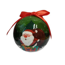 PMS 12 Cute Christmas Bauble Set Boxed Baubles Fun Santa And Friends Decoupage 75mm - thumbnail 3
