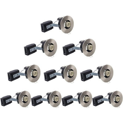 10X Paul Russells Gu10 Fire Rated Downlight Satin Nickel Bezel Recessed Ceiling Downlights Spotlights - image 1