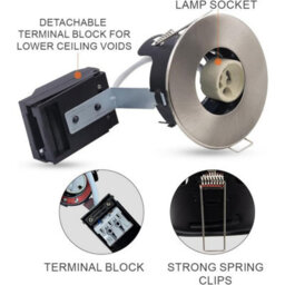 10X Paul Russells Gu10 Fire Rated Downlight Satin Nickel Bezel Recessed Ceiling Downlights Spotlights - thumbnail 5