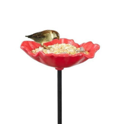 Set Of 8 Ornamental Red Poppy Poppies 65Cm Garden Bird Seed & Nut Feeder Dishes - thumbnail 5