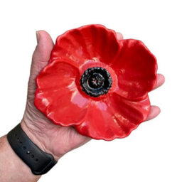 Set Of 8 Ornamental Red Poppy Poppies 65Cm Garden Bird Seed & Nut Feeder Dishes - thumbnail 2