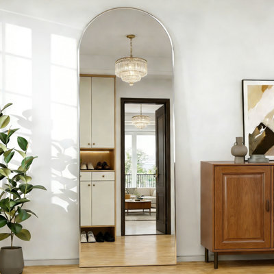 Cassilando Silver Arch Full Length Mirror/floor Mirror 162X53Cm/63.77X20.86 In Full Length Standing Hanging Or Leaning Wall Mirror - image 1