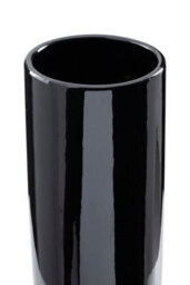 Orsina Black And Silver Small Pedestal Vase, Glossy Stoneware Vase With Metallic Silver Base, Decorative Vase - thumbnail 3