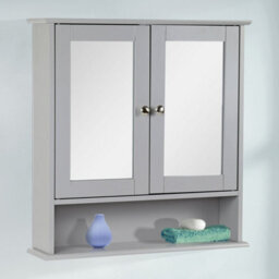 Taylor & Brown Wall-Mounted Double Door Mirrored Bathroom Cabinet With Adjustable Shelves, 56X13X58Cm (Grey) - thumbnail 5