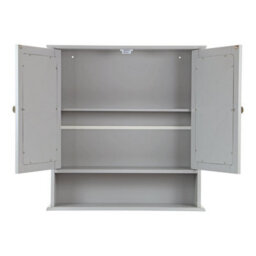 Taylor & Brown Wall-Mounted Double Door Mirrored Bathroom Cabinet With Adjustable Shelves, 56X13X58Cm (Grey) - thumbnail 8