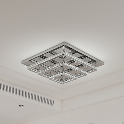 Darphe Chrome Plated Crystal Chandelier, 3 Tiered Square Led Ceiling Light, Cool White Light, 60X60 Cm - image 1