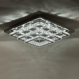 Darphe Chrome Plated Crystal Chandelier, 3 Tiered Square Led Ceiling Light, Cool White Light, 60X60 Cm - thumbnail 3