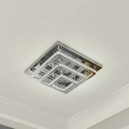 Darphe Chrome Plated Crystal Chandelier, 3 Tiered Square Led Ceiling Light, Cool White Light, 60X60 Cm - thumbnail 4