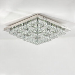 Darphe Chrome Plated Crystal Chandelier, 3 Tiered Square Led Ceiling Light, Cool White Light, 60X60 Cm - thumbnail 5