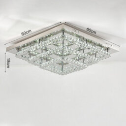 Darphe Chrome Plated Crystal Chandelier, 3 Tiered Square Led Ceiling Light, Cool White Light, 60X60 Cm - thumbnail 7