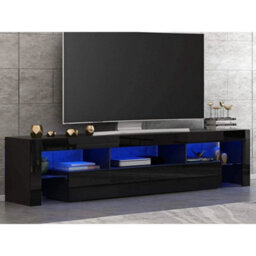 Black Modern 160Cm Tv Unit Cabinet Stand 2 Drawer High Gloss Front - thumbnail 4