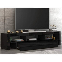 Black Modern 160Cm Tv Unit Cabinet Stand 2 Drawer High Gloss Front - thumbnail 3