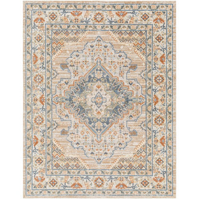 Livabliss Lillian-Washable Brown Blue Traditional Vintage Boho Living Dining Rug 120 X 170 Cm Easy Care, Non Shedding - image 1