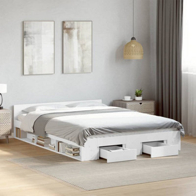 Berkfield Bed Frame With Drawers Without Mattress White 120X190 Cm Small Double - image 1