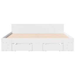 Berkfield Bed Frame With Drawers Without Mattress White 120X190 Cm Small Double - thumbnail 4