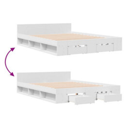 Berkfield Bed Frame With Drawers Without Mattress White 120X190 Cm Small Double - thumbnail 7