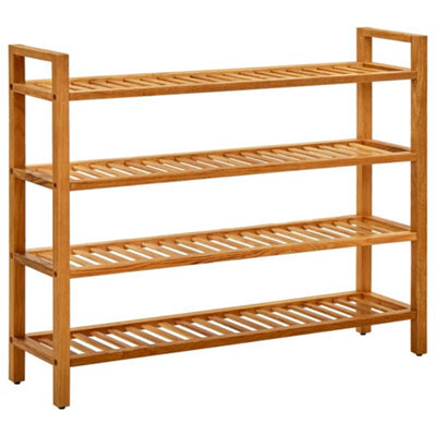 Vidaxl Shoe Rack With 4 Shelves 100X27X80 Cm Solid Oak Wood - image 1
