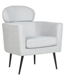 Beliani Armchair, Light Grey Fabric Upholstery With Oval Headrest And Black Legs - Retro Glam. - thumbnail 3