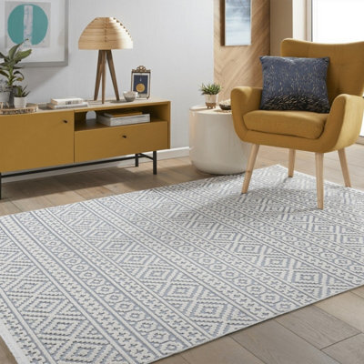 Blue Outdoor Rug, Geometric Stain-Resistant Rug For Patio Decks, 3mm Modern Outdoor Durable Area Rug-190Cm X 290Cm - image 1