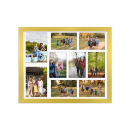 AK Frames 20X16 Gold Sleek Multi Photo Frame With White Mount - Holds 9 Apertures (2X) 7X5, (7X) 6X4 Photos - thumbnail 1