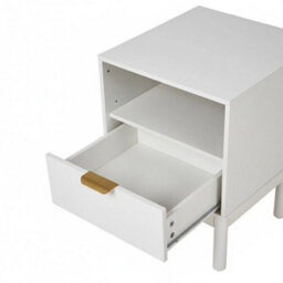 White Stylish Nightstand Bedroom Cabinet Bedside Table With Drawer Modern Furniture - thumbnail 3