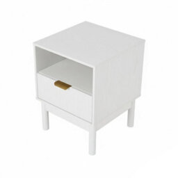 White Stylish Nightstand Bedroom Cabinet Bedside Table With Drawer Modern Furniture - thumbnail 4