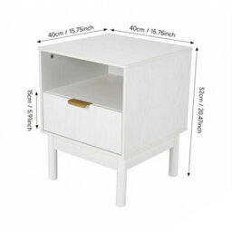 White Stylish Nightstand Bedroom Cabinet Bedside Table With Drawer Modern Furniture - thumbnail 2