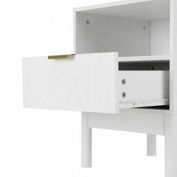 White Stylish Nightstand Bedroom Cabinet Bedside Table With Drawer Modern Furniture - thumbnail 5