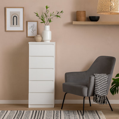 Wyld Haus Budapest 5-Drawer Narrow Gloss White Chest Of Drawers - image 1
